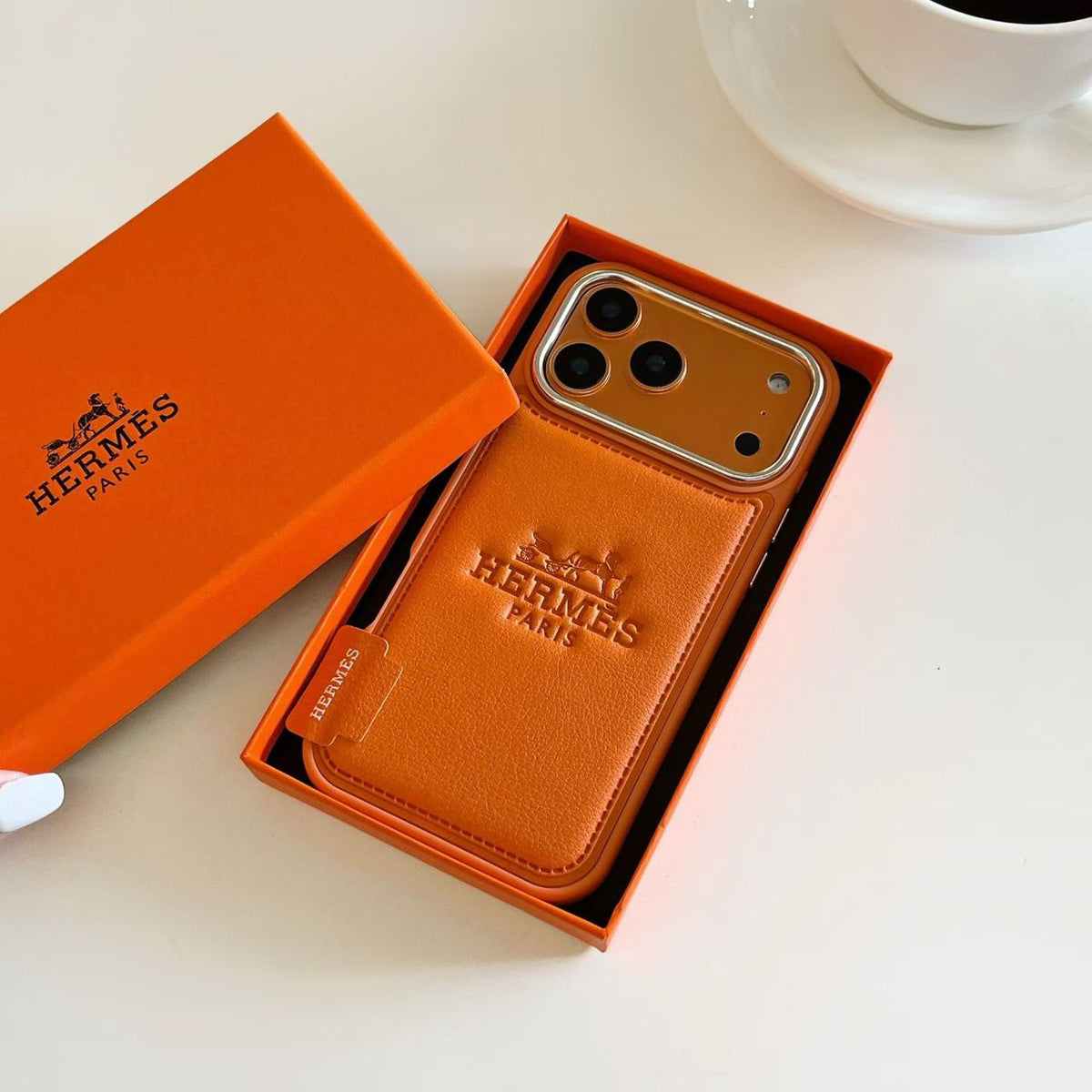 Hermes Leather Phone Case for iPhone 13-17 Pro Max