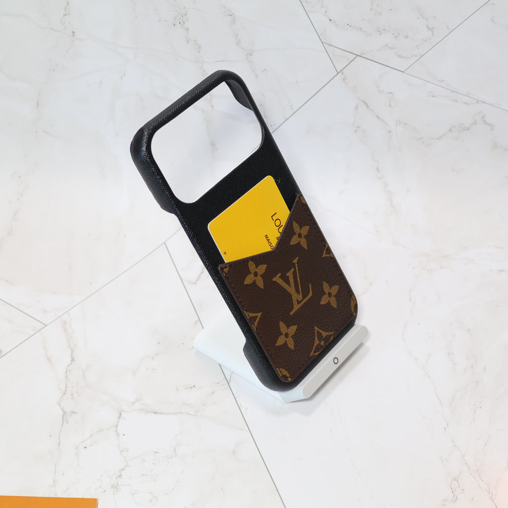Monogram Card Holder Case for iPhone 12-17 Pro Max