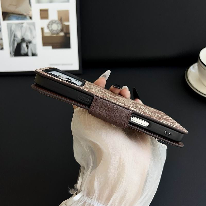 Leather Flip iPhone Case With Card Holder For iPhone 14-17 Pro Max